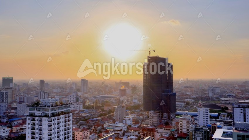 Phnom Penh Sunset overview from tower