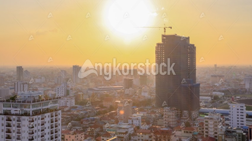 Phnom Penh Sunset overview from tower