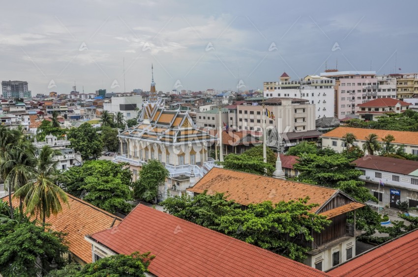 Cambodia Pagoda Top View