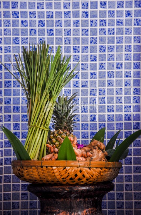 Spa ingredient with lemongrass and yellow ginger