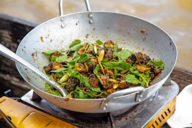 Fried snails spicy food