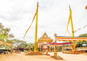 Khmer Pagoda with flag