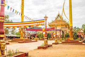 Khmer Pagoda with flag